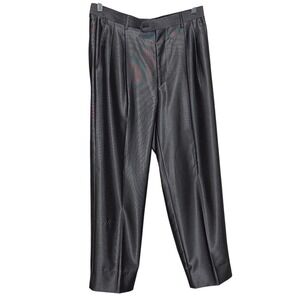 Zandello La Collezioni Mens Charcoal Grey Sharkskin Pleated Dress Pants 33R